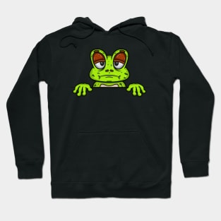 Frog Cartoon With Bored Face Expression Hoodie